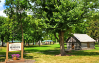 Memorial Park and log cabin