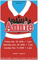 Flyer of Annie musical by TCU drama 
