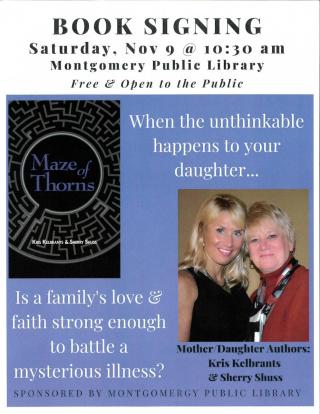 Flyer promoting book signing at Library 11/9/2019
